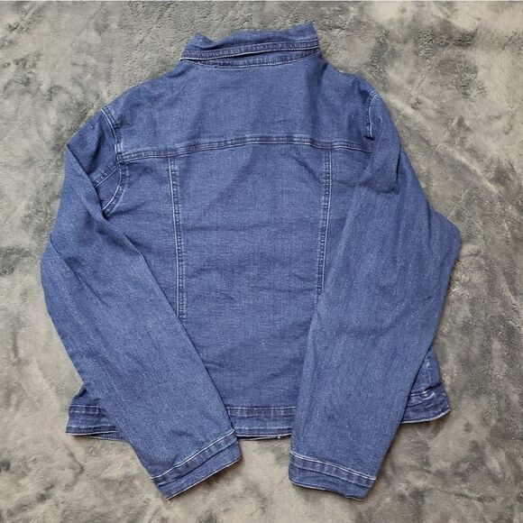Cleo - Dark wash jean jacket denim jacket Sz XL Stretch - Picture 7 of 10